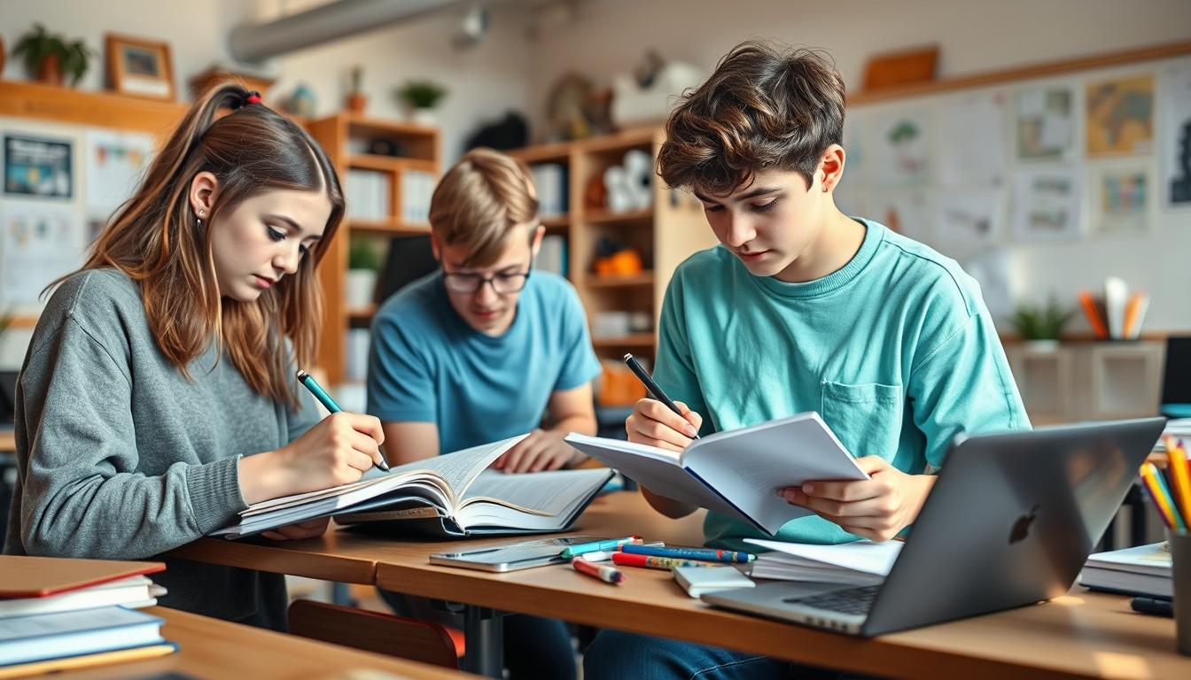 Students collaborating in study space