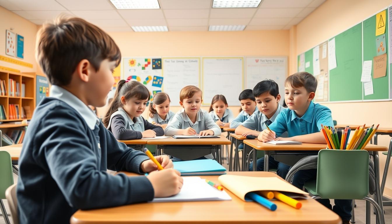 Student using learning strategies while studying